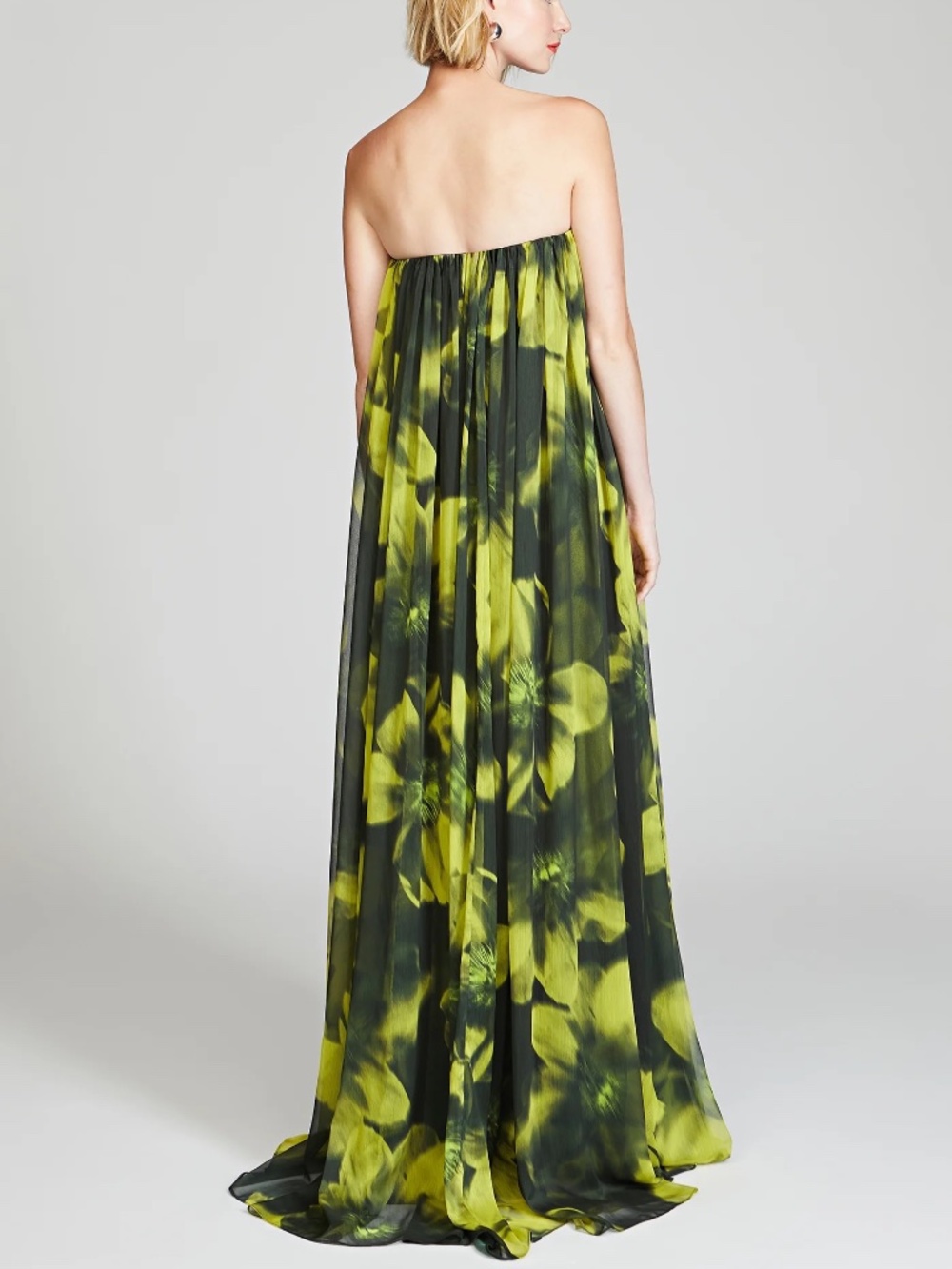 Halston Claudette Strapless Floral-Print Trapeze Gown - Picture 2 of 5